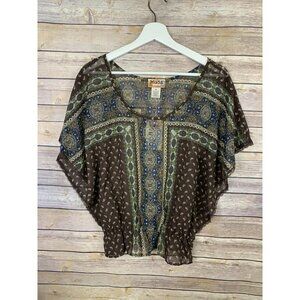 MUDD NWT Womens Medium Sheer Boho Top Floral